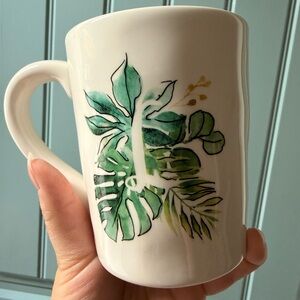 “L” Initial Mug with Palm Leaf Pattern